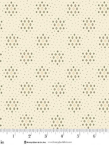 Cinnamon Sugar in Cream quilting fabric by Kim Diehl for Henry Glass UK, featuring soft diamond motifs on a cream background.