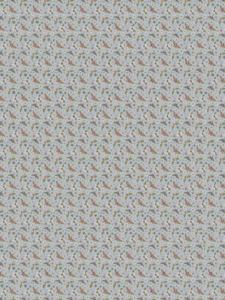 Fairy Garden fabric by Lynette Anderson for Nutex UK blue print with tiny blossoms and leafy sprigs, 110cm wide.