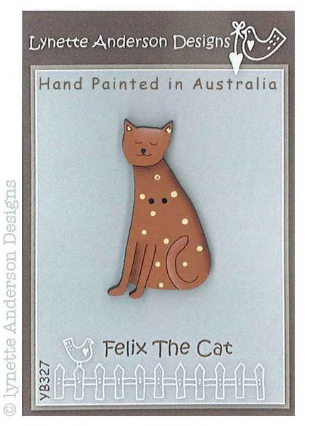 Lynette Anderson Felix the Cat hand-painted button, designed to coordinate with embroidery and patchwork projects
