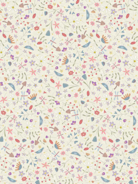 Slow and Steady Cream Floral Scatter quilting fabric by Anni Downs for Hatched and Patched, UK.