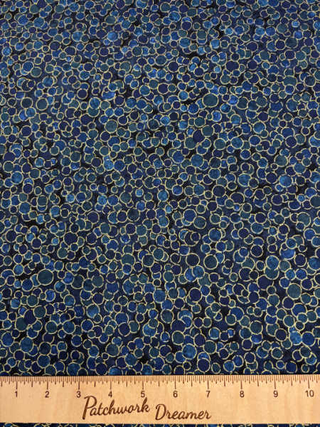 Northcott UK Shimmer Basics Multi Dot Dusk — deep navy and blue metallic dot quilting fabric