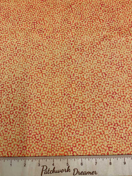 Northcott UK Shimmer Basics Tiny Dots Tutti Frutti — orange and gold tiny metallic dot quilting fabric
