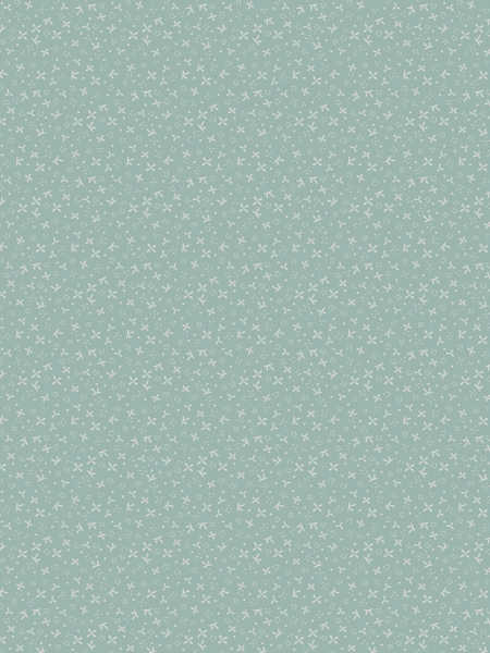 Mint quilting fabric with tiny scattered cream four-petal flowers from the Slow and Steady collection by Anni Downs for Hatched and Patched, UK.