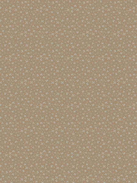 Taupe quilting fabric with tiny scattered cream four-petal flowers from the Slow and Steady collection by Anni Downs for Hatched and Patched, UK.