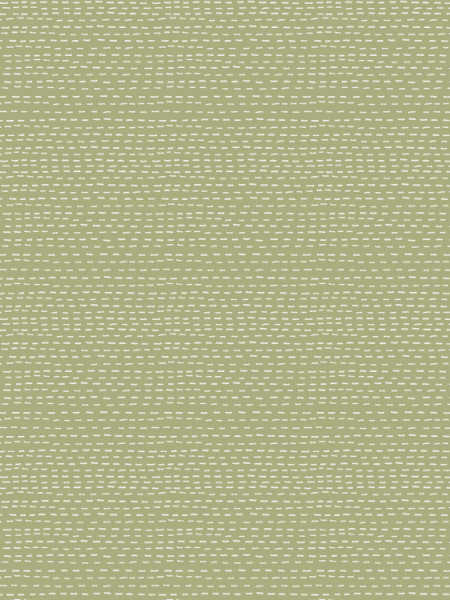 Soft sage green quilting fabric with cream dashed running-stitch lines from the Slow and Steady collection by Anni Downs for Hatched and Patched, UK.