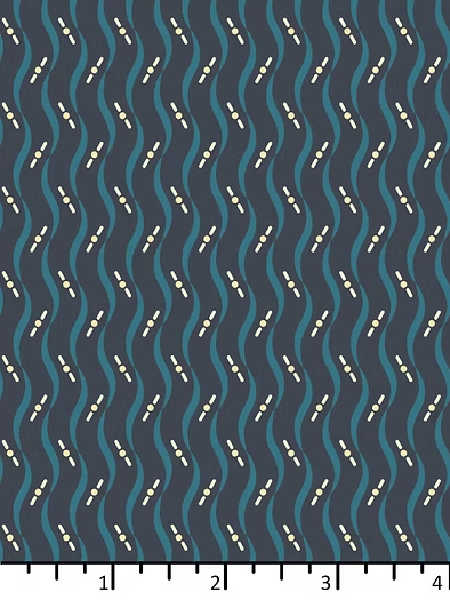 Winter blue wave pattern quilting fabric from the Sands of Time collection by EQP Textiles UK.