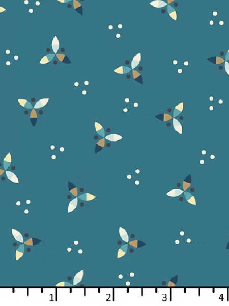 Pacific blue nautical quilting fabric with propeller motifs in cream and blue from the Sands of Time collection by EQP Textiles UK.