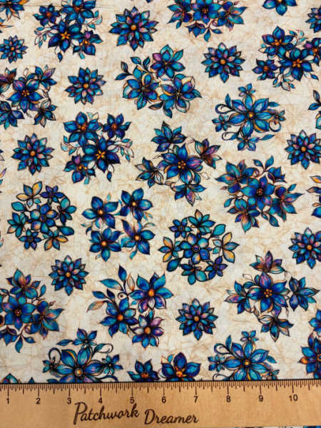 Mosaic Blooms floral toss quilting fabric on cream background by Quilting Treasures UK