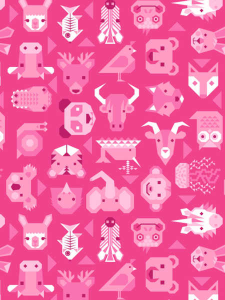 Animal Alphabet pink animal icons quilting fabric by Lewis and Irene UK