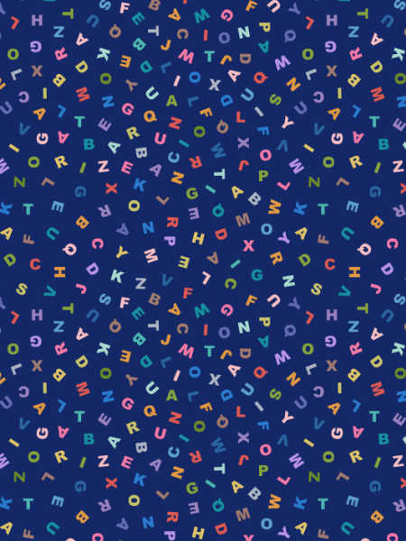 Animal Alphabet navy alphabet letters quilting fabric by Lewis and Irene UK