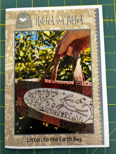 Listen to the Earth Bag pattern Hatched and Patched finished bag design UK