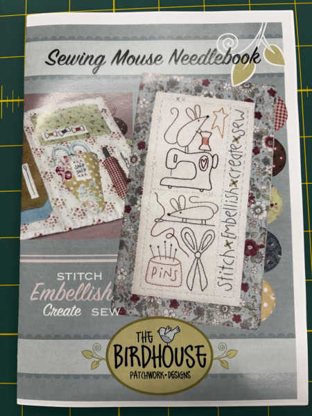 Sewing Mouse Needlebook pattern by Birdhouse Designs showing embroidered needlebook sewing design UK