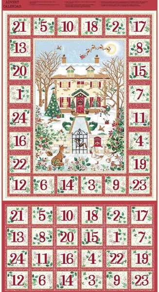 Makower Country Christmas advent calendar panel red UK