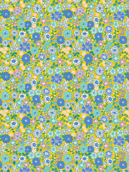 Yellow floral quilting fabric by Lewis and Irene UK cotton fabric