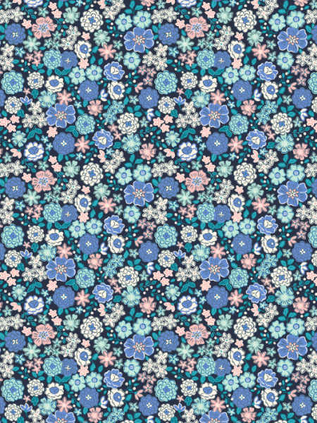 Navy floral quilting fabric by Lewis and Irene UK cotton fabric