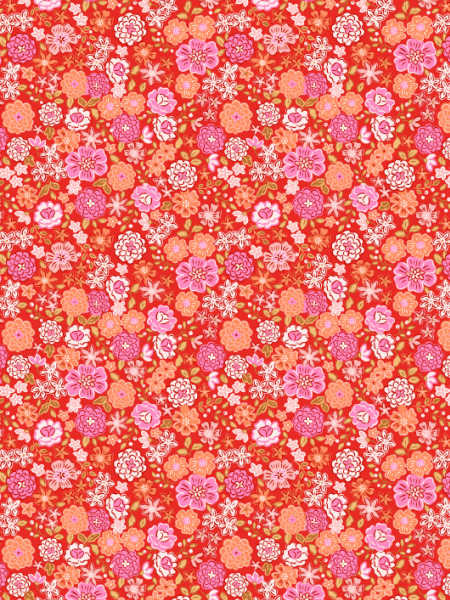 Red floral quilting fabric by Lewis and Irene UK cotton fabric