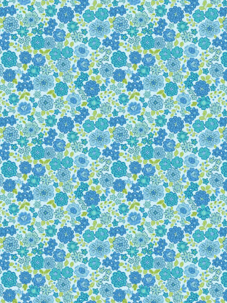 Turquoise floral quilting fabric by Lewis and Irene UK cotton fabric