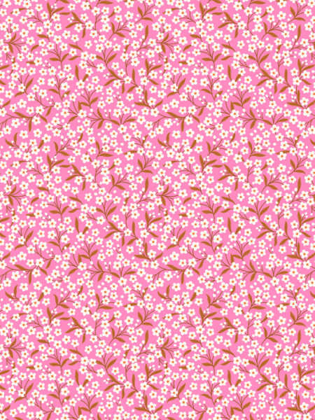 Pink floral sprig quilting fabric by Lewis and Irene UK cotton fabric