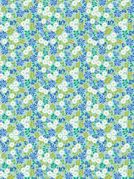 Aqua blue floral quilting fabric by Lewis and Irene UK cotton fabric