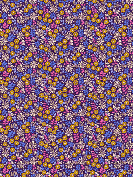 Dark purple floral quilting fabric by Lewis and Irene UK cotton fabric
