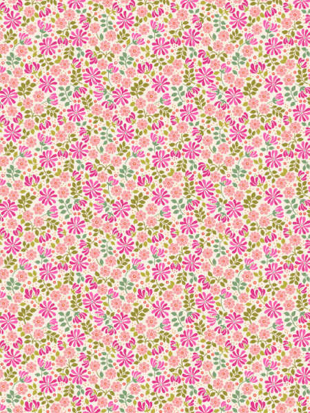 Pink and green floral quilting fabric by Lewis and Irene UK cotton fabric