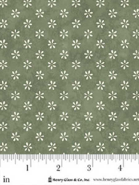 Green fabric with tiny floral ditsy pattern Gail Pan Henry Glass Friendship Garden UK