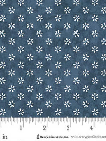 Blue fabric with tiny floral ditsy pattern Gail Pan Henry Glass Friendship Garden UK