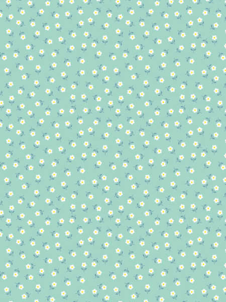 Aqua daisy quilting fabric by Lewis and Irene UK cotton fabric