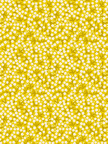 Yellow floral sprig quilting fabric by Lewis and Irene UK cotton fabric