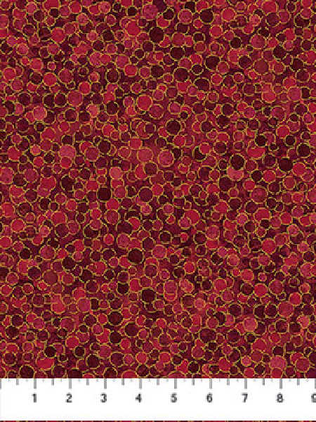 Red shimmer pebble quilting fabric with metallic texture by Northcott UK