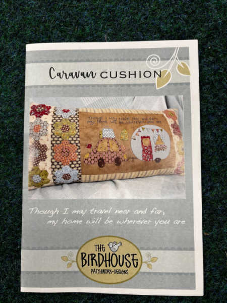 Caravan Cushion pattern by The Birdhouse UK with applique and embroidery design