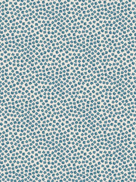 Out & About blue daisy quilting fabric by Natalie Bird for The Birdhouse UK, with tiny blue flowers on a cream background.