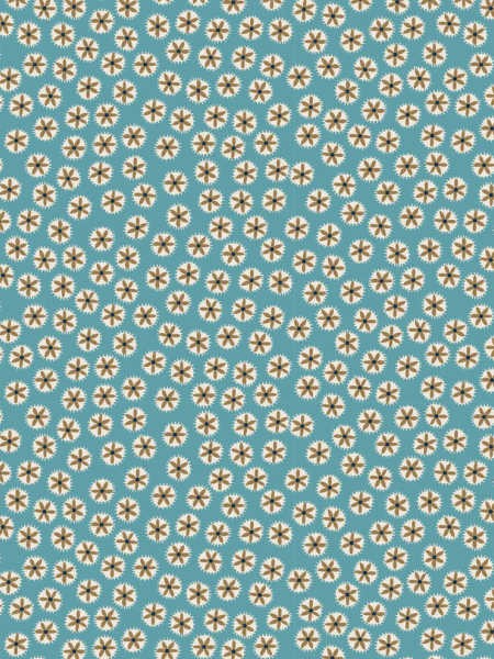 Out & About teal daisy quilting fabric by Natalie Bird for The Birdhouse UK, with cream daisy-style flowers on a teal background.