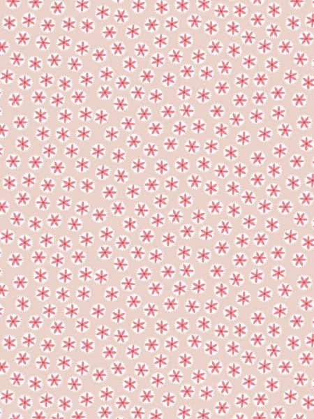 Out & About pink star flower quilting fabric by Natalie Bird for The Birdhouse UK, with tiny pink flowers on a cream background.