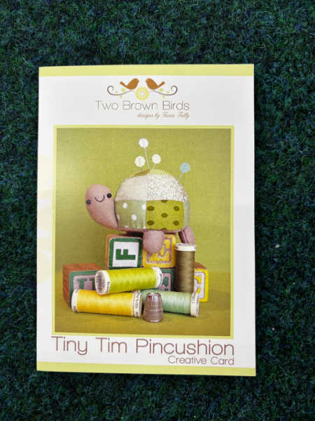 Tiny Tim Pincushion pattern by Two Brown Birds, a tortoise pincushion sewing pattern available from Patchwork Dreamer UK