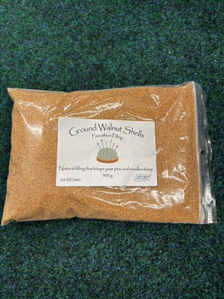 Ground walnut shells pincushion filling 300g for sewing and quilting pincushions, available from Patchwork Dreamer UK