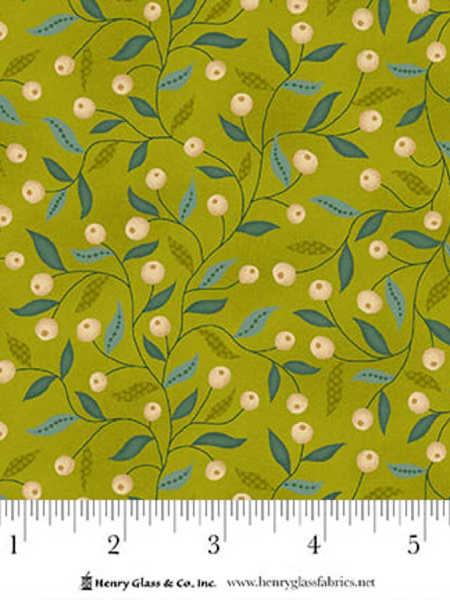 Flower Pot Print green vine quilting fabric by Kim Diehl for Henry Glass UK