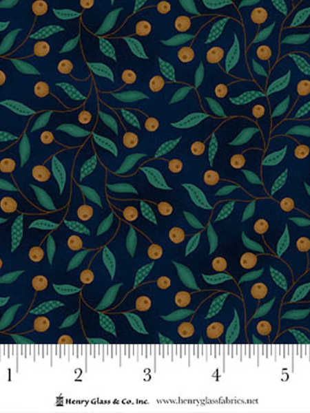 Flower Pot Print navy vine quilting fabric by Kim Diehl for Henry Glass UK
