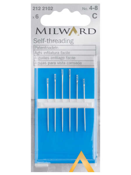 Milward self-threading hand sewing needles size 4-8 pack of 6 for easy threading and general sewing