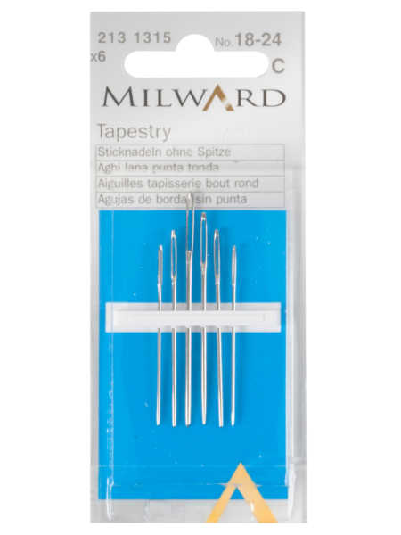 Milward tapestry needles size 18-24 pack of 6 for tapestry cross stitch and needlepoint