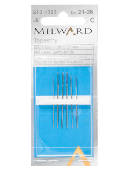 Milward tapestry needles size 24-26 pack of 6 for cross stitch tapestry and canvas embroidery