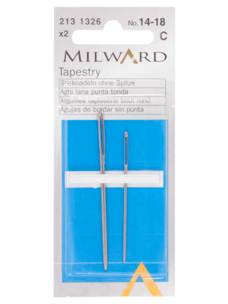 Milward tapestry needles size 14-18 pack of 2 for tapestry needlepoint and canvas work
