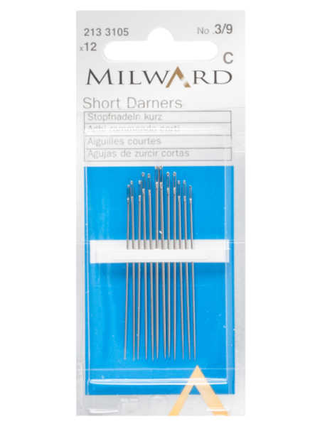 Milward Short Darners needles No 3 to 9 pack of 12