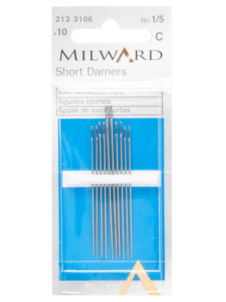 Milward Short Darners needles No 1 to 5 pack of 10