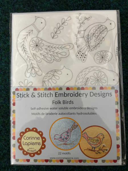 Corinne Lapierre Folk Birds Stick and Stitch embroidery designs with 22 motifs