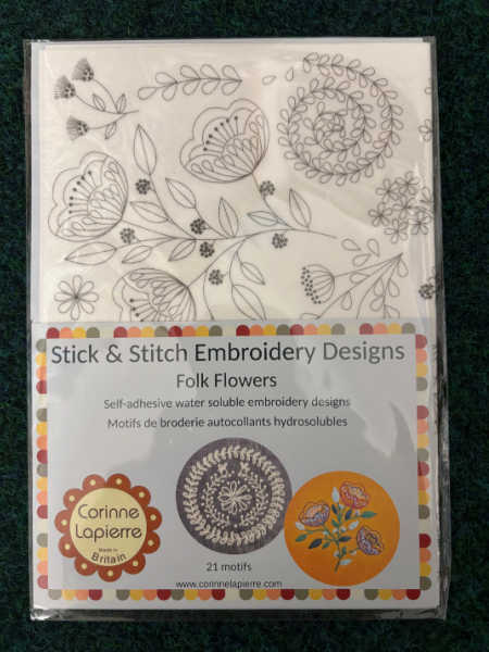 Corinne Lapierre Folk Flowers Stick and Stitch Embroidery Designs pack with 21 water-soluble motifs