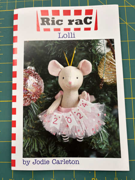 Lolli mouse sewing pattern by Jodie Carleton for Ric Rac, showing a mouse in a pink tulle skirt, from Patchwork Dreamer, UK.