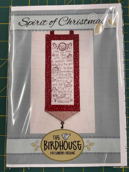 Spirit of Christmas embroidery pattern by The Birdhouse, showing a redwork Christmas wall hanging, available from Patchwork Dreamer, UK.